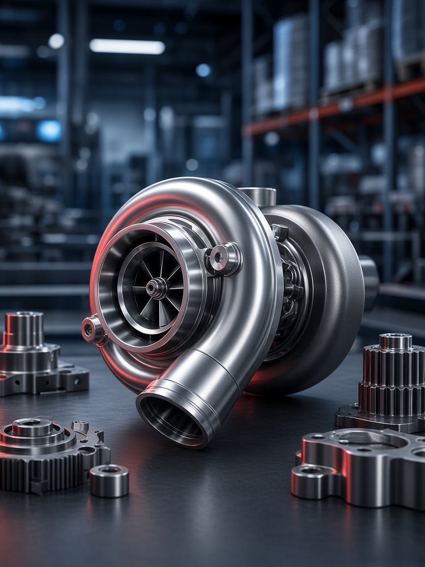 Precision turbocharger and automotive components in a modern warehouse